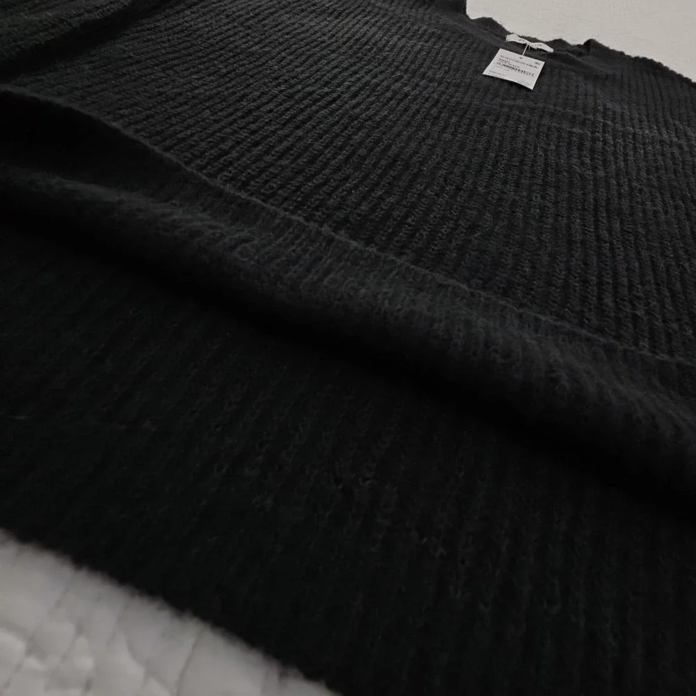 Madewell Alpaca Blend Sweater Women L Large True Black NEW Long Sleeve Crew Neck